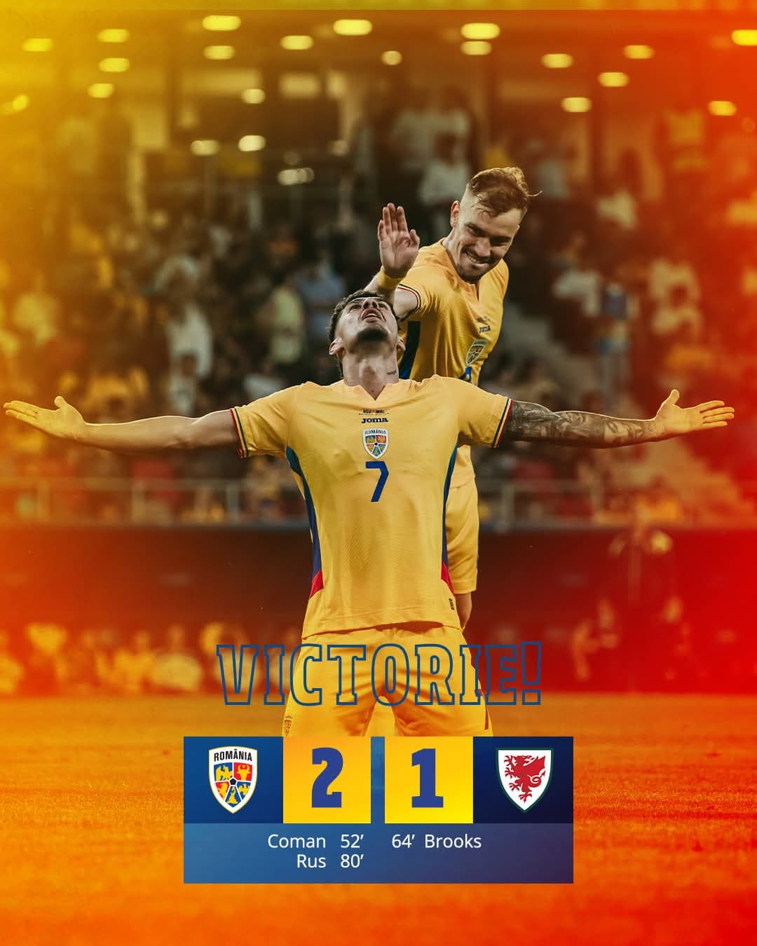 România – Țara Galilor 2-1: Victorie care dă speranțe