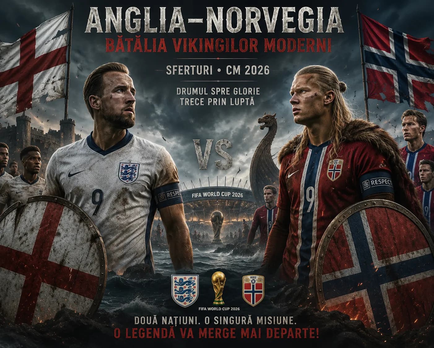 Anglia-Norvegia:bătălia vikingilor moderni, sferturi CM 2026
